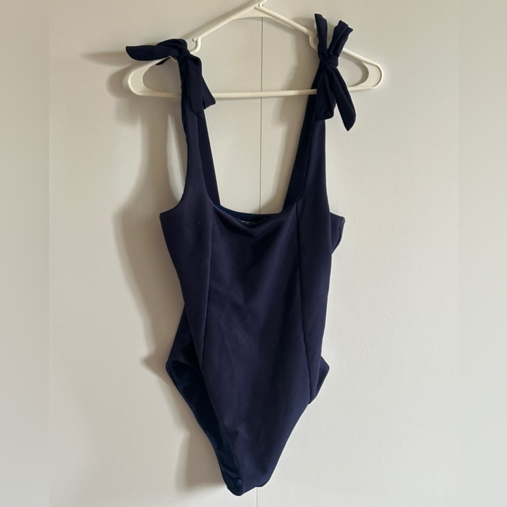 Beach Riot Navy Tie-Shoulder One-Piece Swimsuit